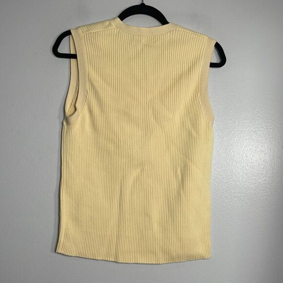 Ralph Lauren POLO SPORT Vintage Ribbed Sweater Vest Large Yellow Classic Preppy - Picture 4 of 6